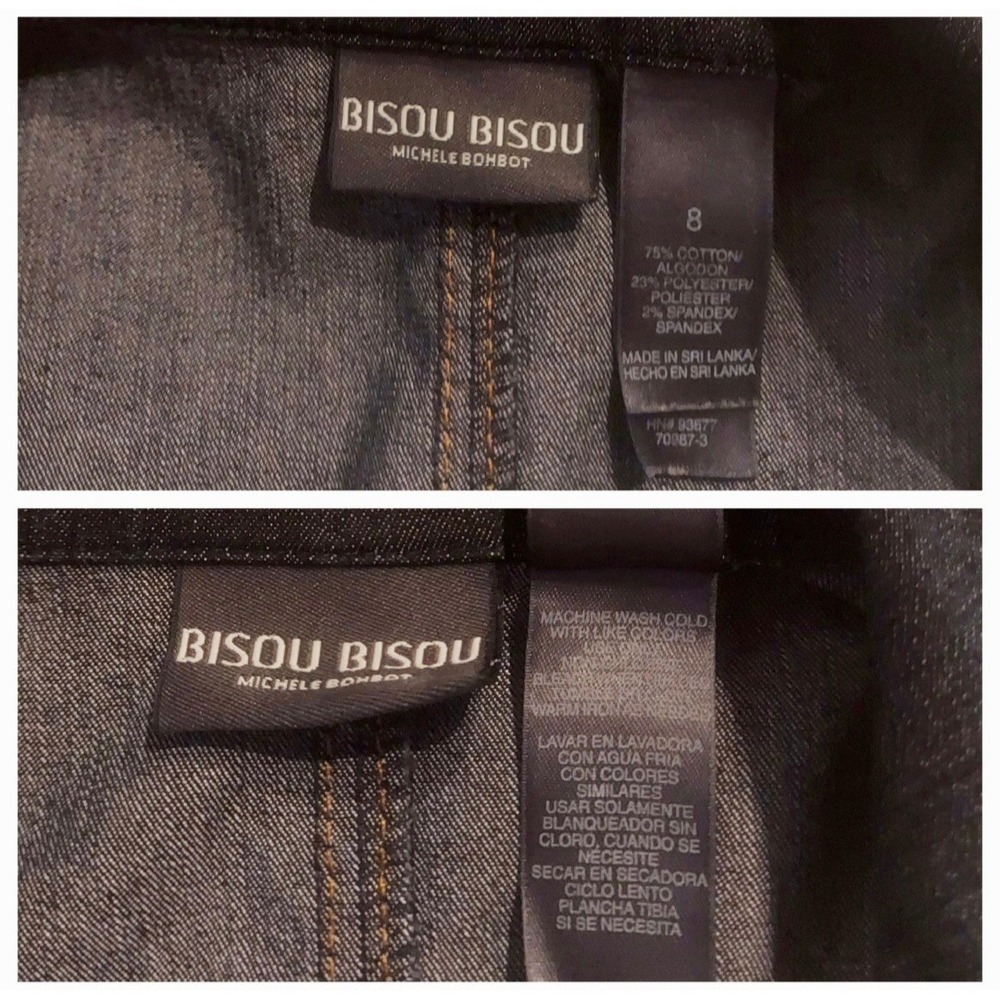 Bisou Bisou Womens Vintage Y2K Fitted Dark Wash Denim Blazer Jacket Size 8 - Picture 3 of 11